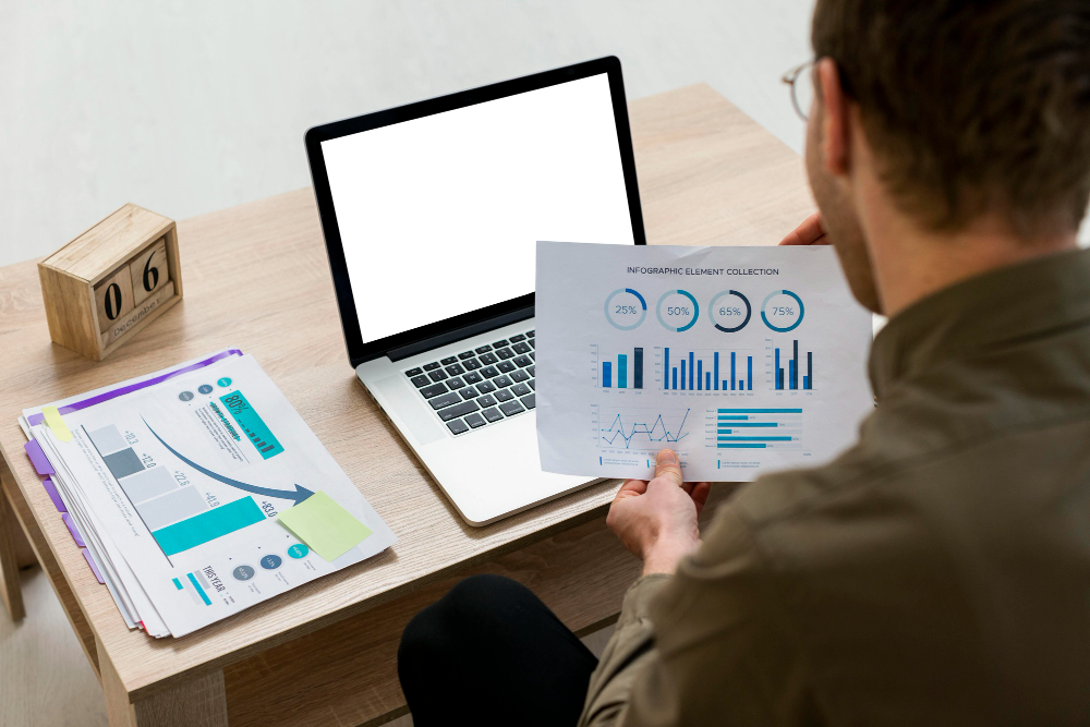 man looking at analytics