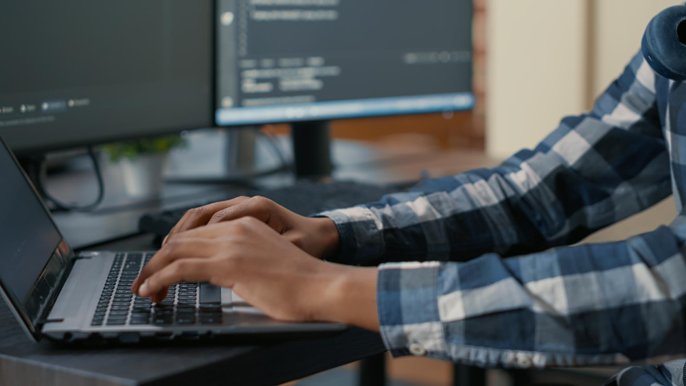man working on a laptop