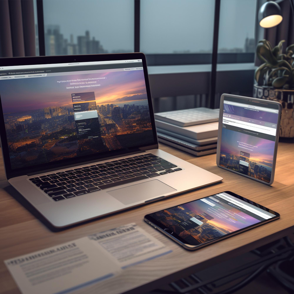 web design across a laptop and tablets