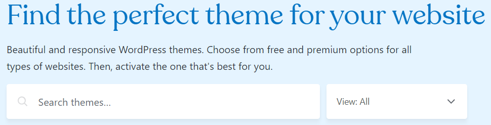 WordPress theme page