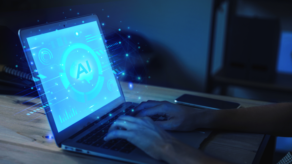 a person typing on a laptop