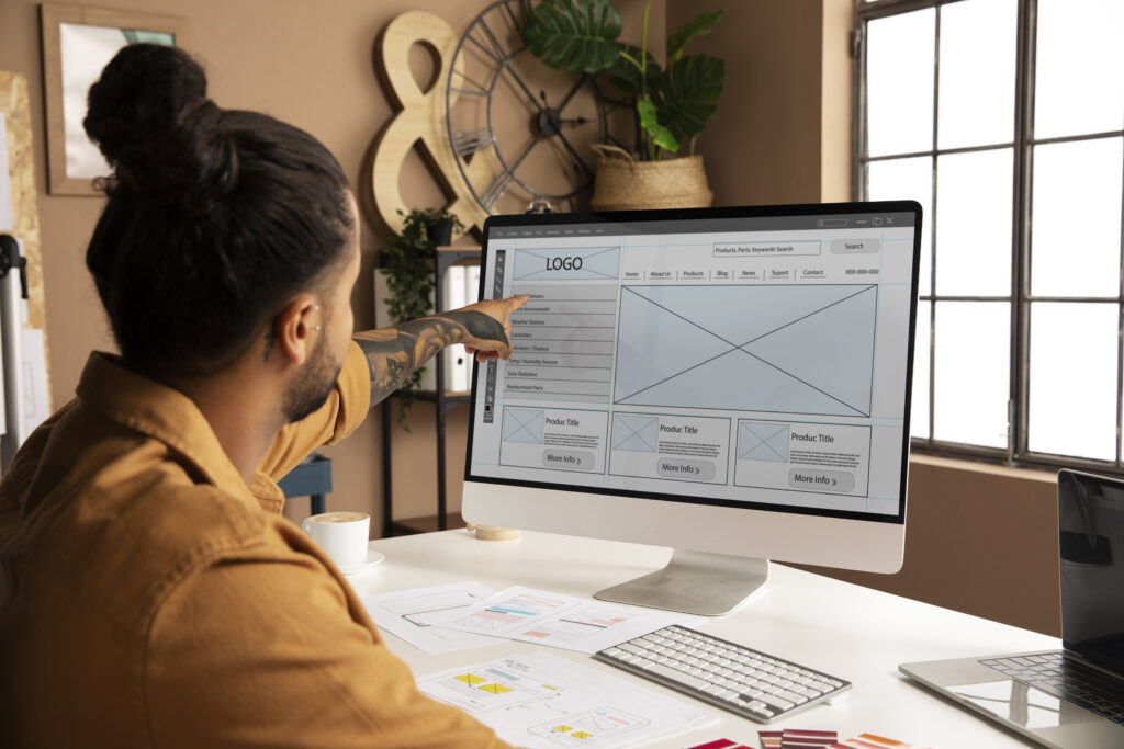 man working on web design